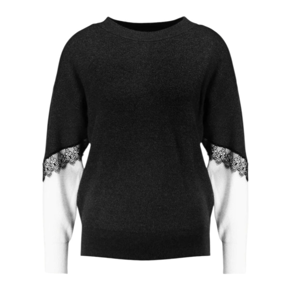 Vero Moda Colorblock Lace Detail Sleeve Sweater Ribbed